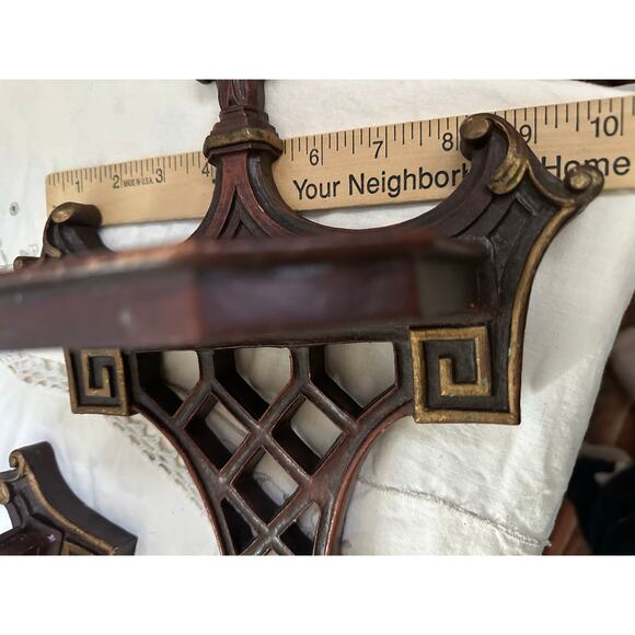 Vintage Syroco Wood Shelves oriental chinoiserie pagoda Asian style Chinese - Picture 16 of 16